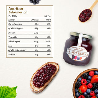 La Vieja Fábrica Fruit of the Forest Mermelada 350g | Mixed Berry Jam | Gluten-Free | Made with 100% Real Berries | Crafted from a 190-Year-Old Spanish Recipe