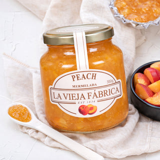 La Vieja Fábrica Peach Mermelada 350g | Authentic Spanish Peach Jam |  Gluten-Free | Made with 100% Real Peaches | From a 190-Year-Old Recipe