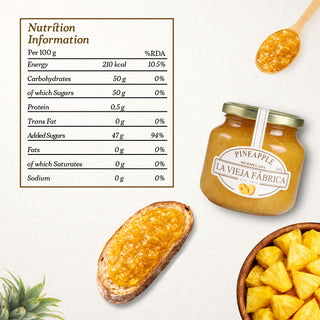 La Vieja Fábrica Pineapple Mermelada | Tropical Flavor Perfected | 350g | Gluten-Free | Made with 100% Real Pineapple | 190-Year-Old Spanish Recipe
