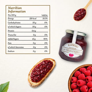 La Vieja Fábrica Raspberry Mermelada/  Fruit Spread 280g | Gluten-Free | 100% Real Fruit Jam | Crafted in Spain with a 190-Year-Old Recipe