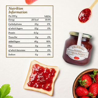 La Vieja Fábrica Strawberry Mermelada/ Fruit Spread 350g | Premium Gluten-Free Spanish Strawberry Jam | Made with 100% Real Fruit | 190-Year-Old Recipe
