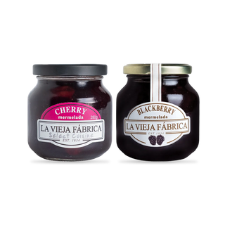La Vieja Fábrica Cherry Mermelada (280g) + Blackberry Mermelada (350g) Combo Pack of 2 | Authentic Spanish Jams | Gluten-Free | 190-Year-Old Spanish Recipe